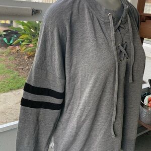 Olive & Oak Black Sweater With Lace-up Front